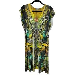 2/$20    Unity World Wear Y2K Boho Dress Multicolor V-Neck Summer